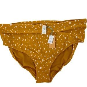 Kona Sol High Waist Bikini Bottom Size 24W - 26W Swim High Coverage Yellow Dot